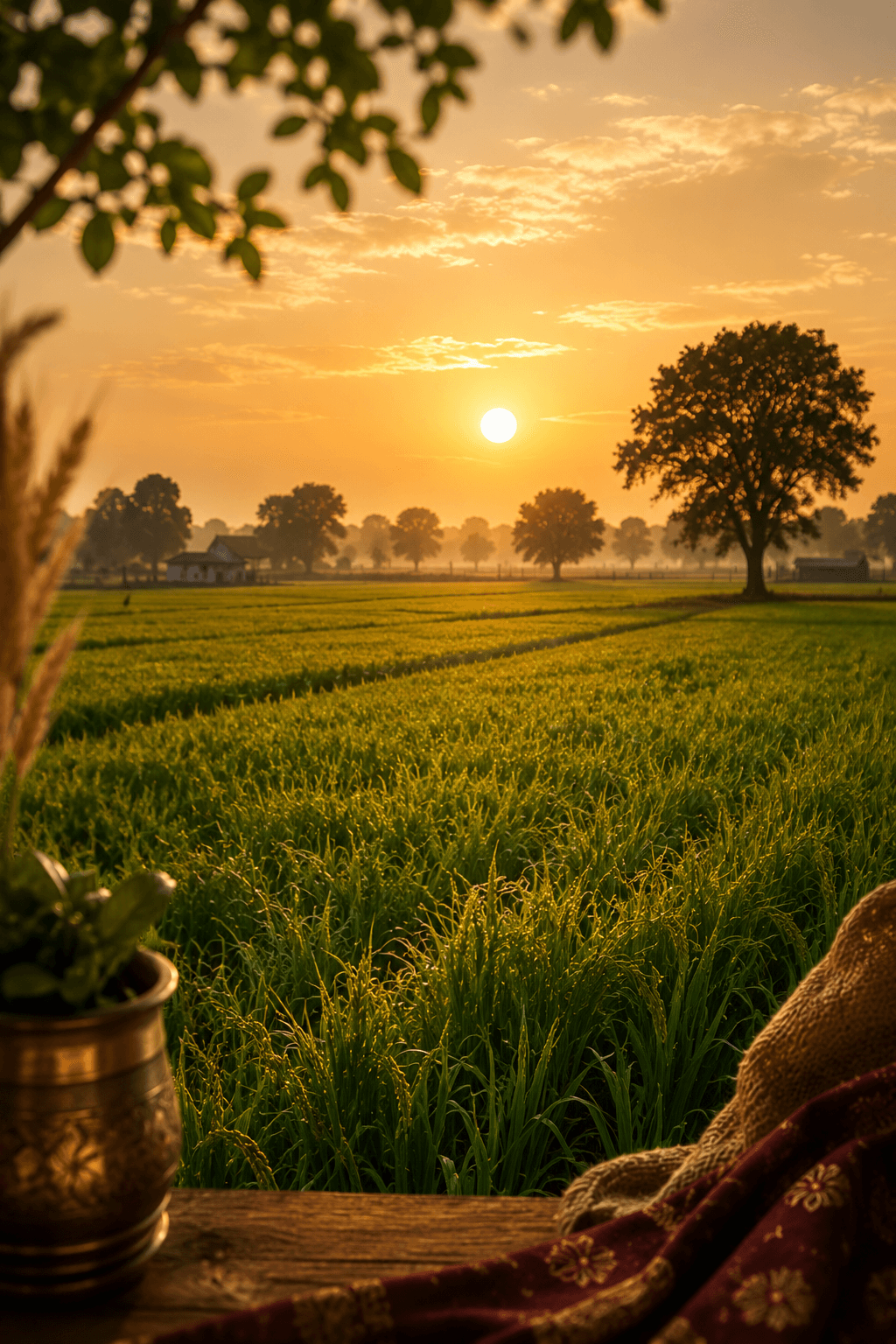 Punjab fields during golden sunset